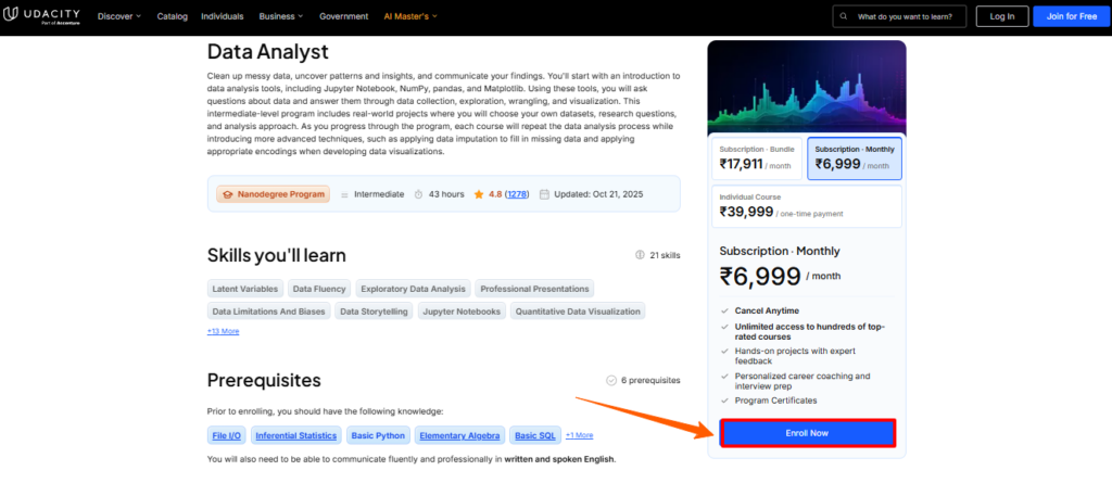 data-analyst-course-enrollment-page